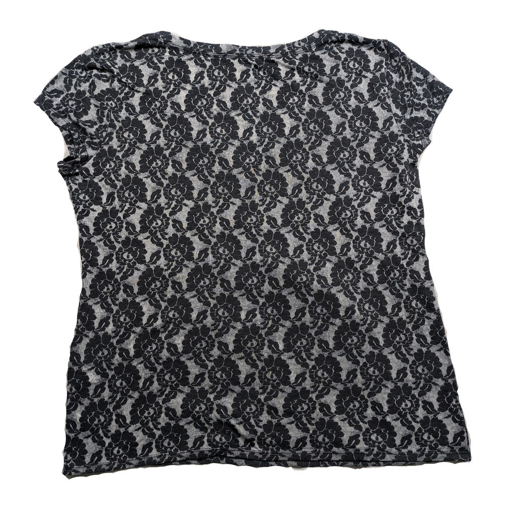 NY & Co Semi-Sheer Lace Print T Shirt Size XL